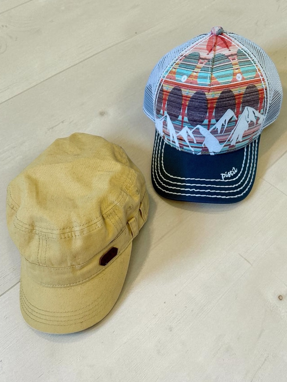 Pistil Multicolor Trucker Hat and Roxy Tan Hat (Set of 2 Hats)